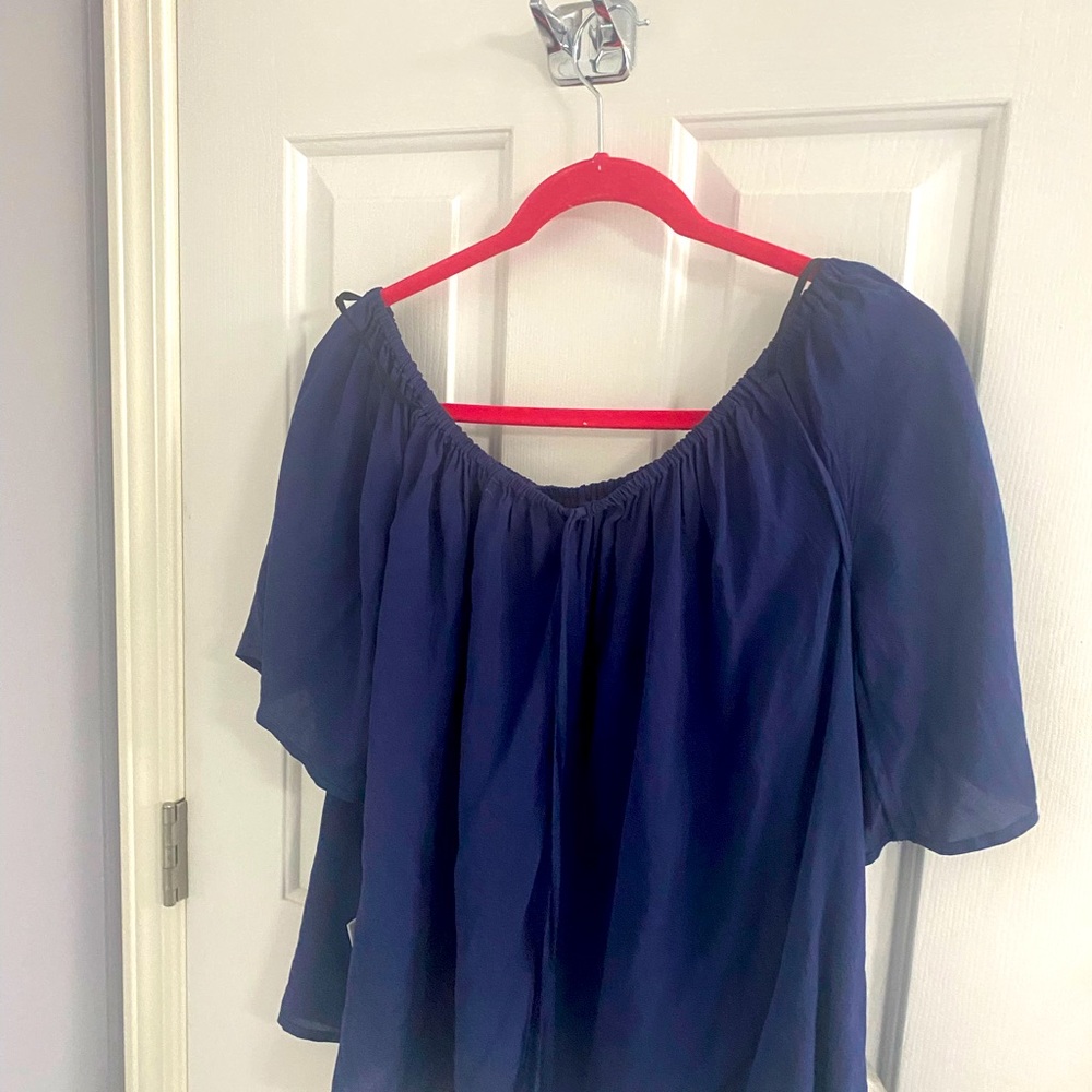 Off the shoulder navy top. Barely worn large